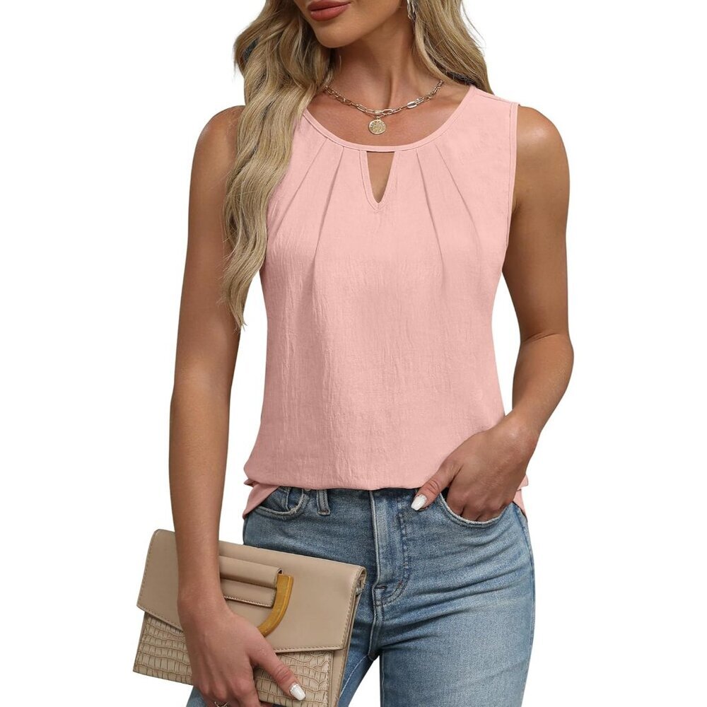 Blooming Jelly Womens Light Pink Sleeveless Basic Loose Casual Summer Tank Top
